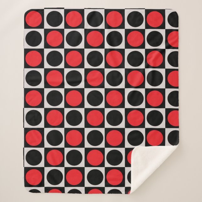 Grenzförmige rote Polka-Punkte mit gekreuzter Geom Sherpadecke (Vorderseite)