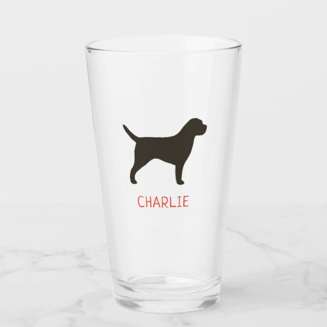 Grenzgebiet Terrier Dog Silhouette Personalisiert Glas (Vorderseite)