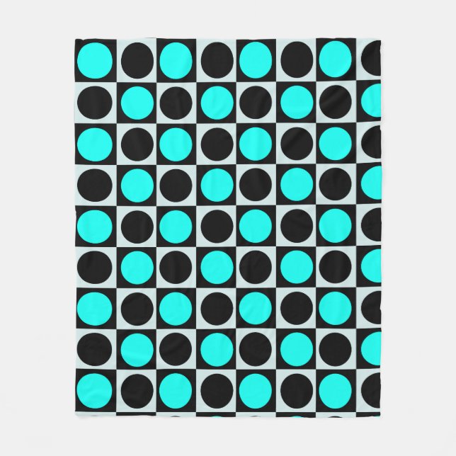 Grenzgezogene geometrische blaue Polka-Punkte Fleecedecke (Vorderseite)