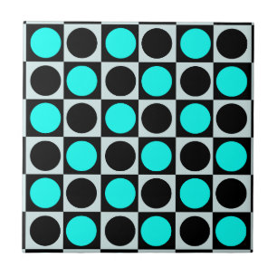 Grenzgezogene geometrische blaue Polka-Punkte Fliese
