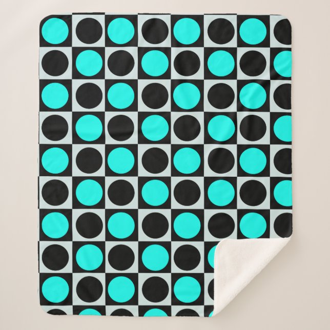Grenzgezogene geometrische blaue Polka-Punkte Sherpadecke (Vorderseite)