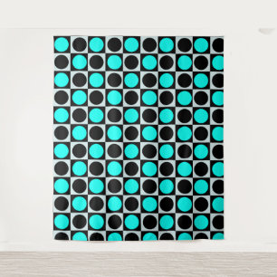 Grenzgezogene geometrische blaue Polka-Punkte Wandteppich
