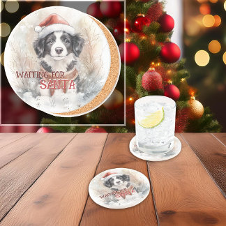 Grenzkollie Gewartet Santa Wasserfarbe Getränkeuntersetzer