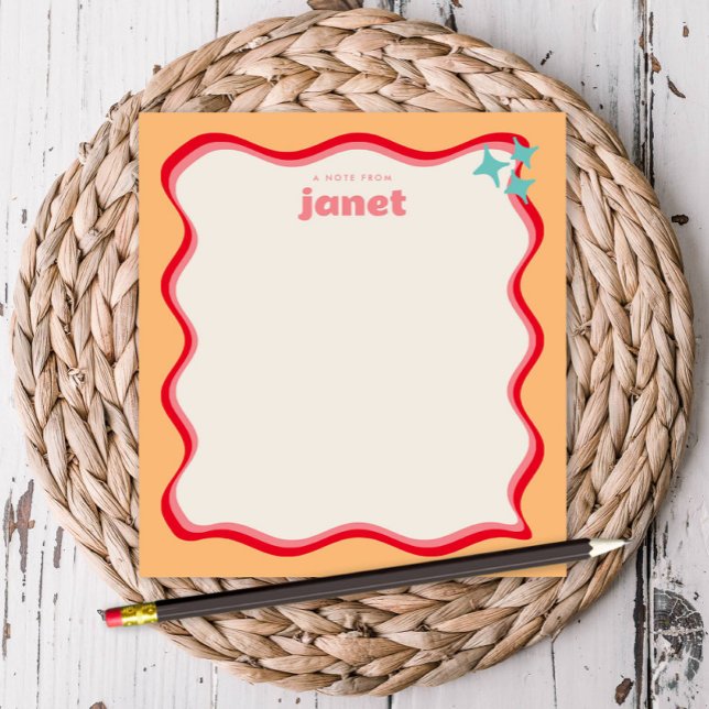 Grenzrosa und orange Retro Personalisiert Notizblock (Von Creator hochgeladen)