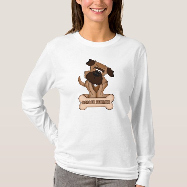 Grenzterrier-Cartoon-langes Hülsen-Sweatshirt T-Shirt (Vorderseite)