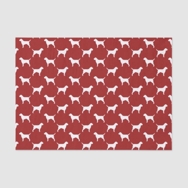 Grenzterrier-Silhouette-Muster-Rot Seidenpapier (Vorderseite)