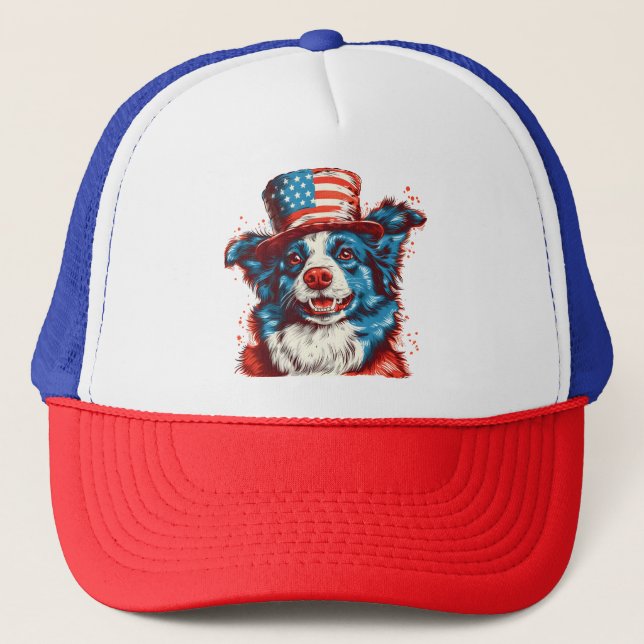 Grenzübergang mit amerikanischer Flagge Truckerkappe (Vorderseite)