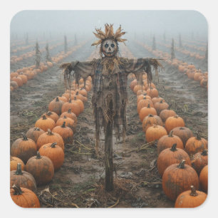 Grenzwertig Kürbisfeld Unheimlicher Halloween-Voge Quadratischer Aufkleber