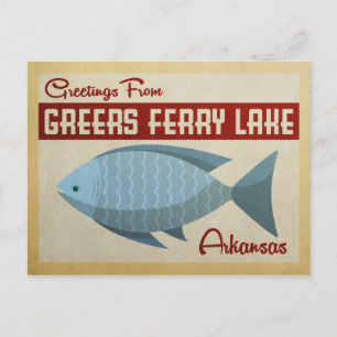 Grery Ferry Lake Fish Vintage Travel Postkarte