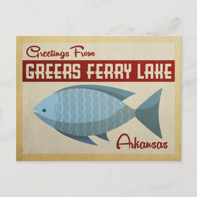 Grery Ferry Lake Fish Vintage Travel Postkarte (Vorderseite)