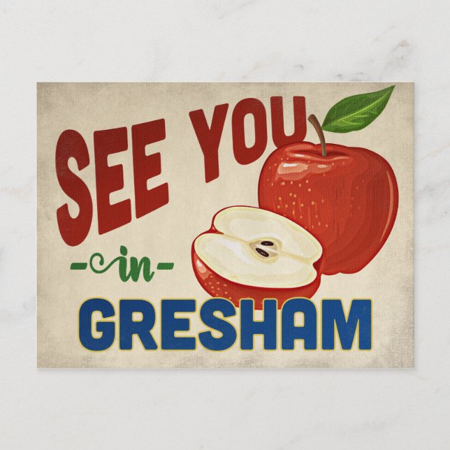 Gresham Oregon Apple - Vintage Travel Postkarte (Vorderseite)