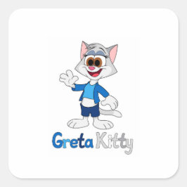 Greta Kitty Quadratischer Aufkleber