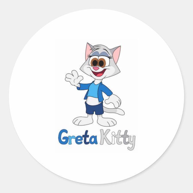 Greta Kitty Rund Sticker (Vorderseite)