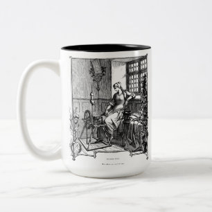Gretchen an ihrem Spinnrad allein 1850 Zweifarbige Tasse