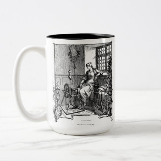 Gretchen an ihrem Spinnrad allein 1850 Zweifarbige Tasse