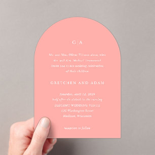 Gretchen Coral Pink Elegant Wedding Acryleinladungen
