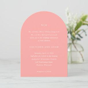 Gretchen Coral Pink Elegant Wedding Einladung