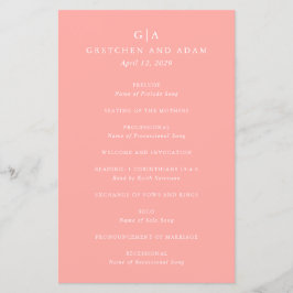 Gretchen Coral Pink Elegant Wedding Program