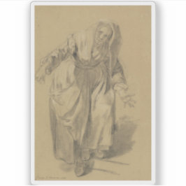 Greuze - Alte Frau mit ausgestreckten Waffen Aufkleber