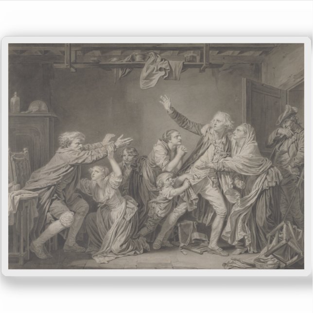Greuze - Der Fluch des Vaters der undankbare Sohn Aufkleber (Vorderseite)