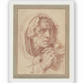 Greuze - Studie des Leiters einer alten Frau Aufkleber