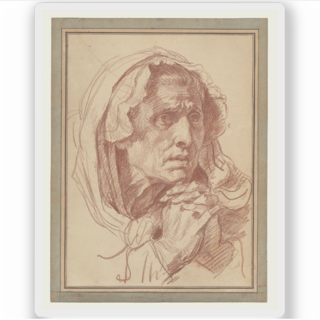 Greuze - Studie des Leiters einer alten Frau Aufkleber (Vorderseite)