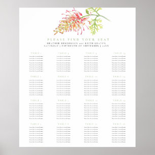 Grevillea Floral Grün Hochzeit 16 Tische Plan Poster