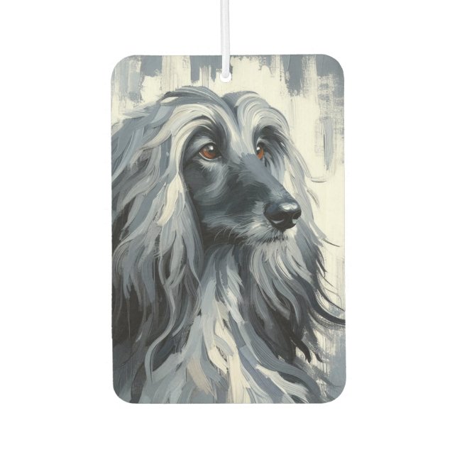 Grey Afghan Hound Portrait Autolufterfrischer (Vorderseite)