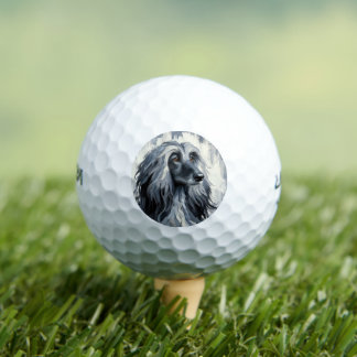 Grey Afghan Hound Portrait Golfball