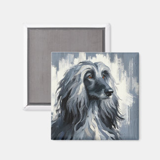 Grey Afghan Hound Portrait Magnet