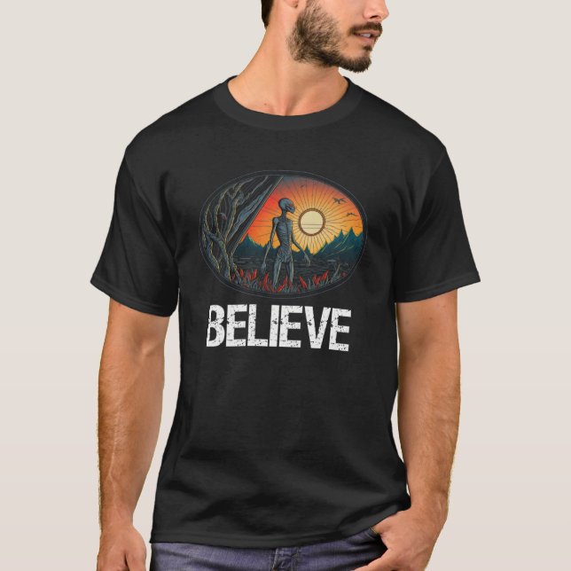 Grey Alien  Believe  Extraterrestials  Science Fic T-Shirt (Vorderseite)
