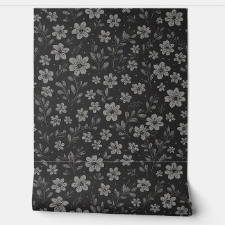 Grey and black floral pattern tapete