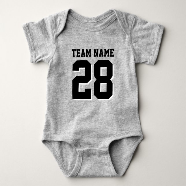 Grey and Black Football Jersey Sports Baby Romper Baby Strampler (Vorderseite)
