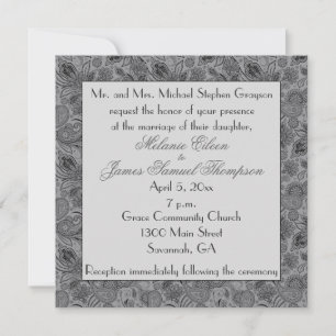 Grey and Black Paisley Wedding Einladung
