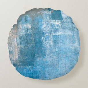 Grey and Blue Abstract Art Paintingabstract, paint Rundes Kissen