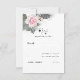 Grey and Pink Floral Wedding RSVP Karte