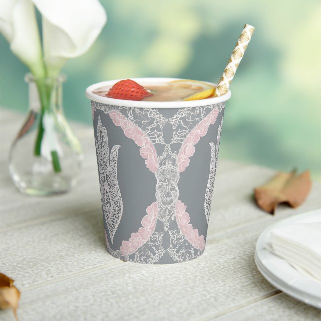 Grey and pink patterns AI art  Pappbecher (In Situ)