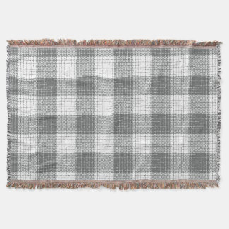 Grey and White Checkered Crosshatch Plaid Decke