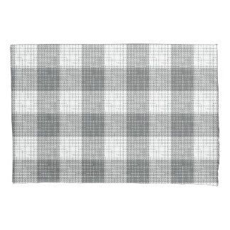 Grey and White Checkered Crosshatch Plaid Kissenbezug