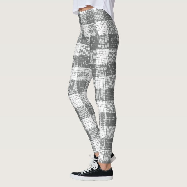 Grey and White Checkered Crosshatch Plaid  Leggings (Links)