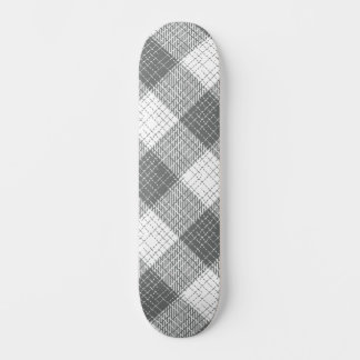 Grey and White Checkered Crosshatch Plaid Skateboard