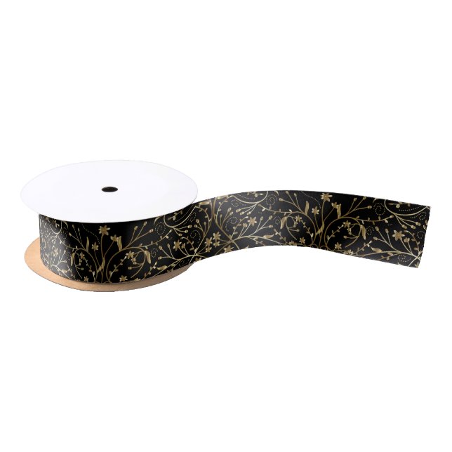 Grey and White Classic Stylish Damask Pattern Satinband (Spule)