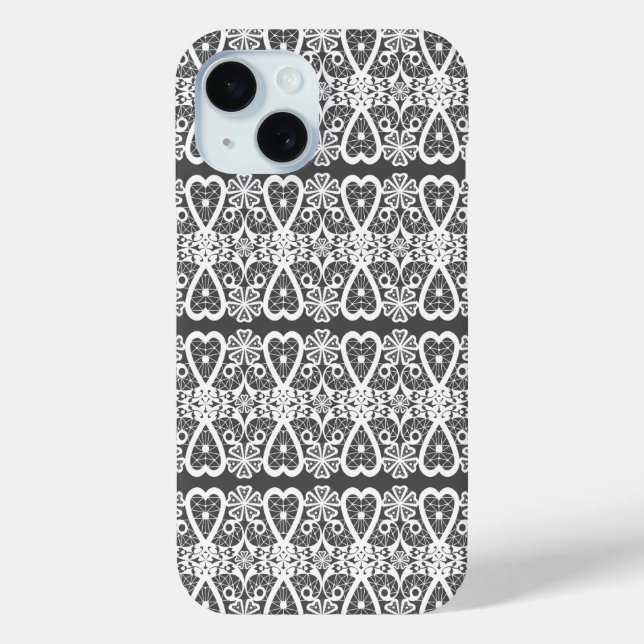 Grey and white lace pattern Case-Mate iPhone hülle (Rückseite)