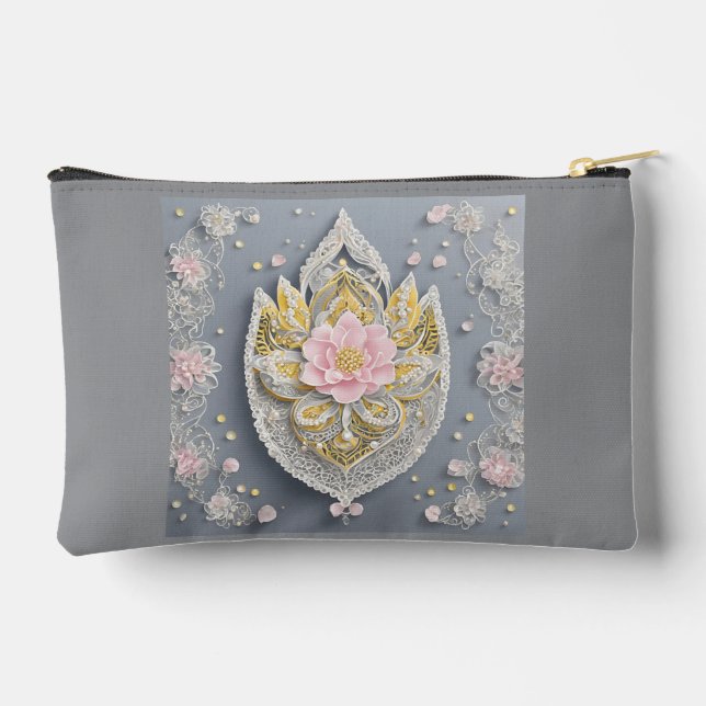 Grey and yellow floral patterns zubehörtasche (Rückseite)