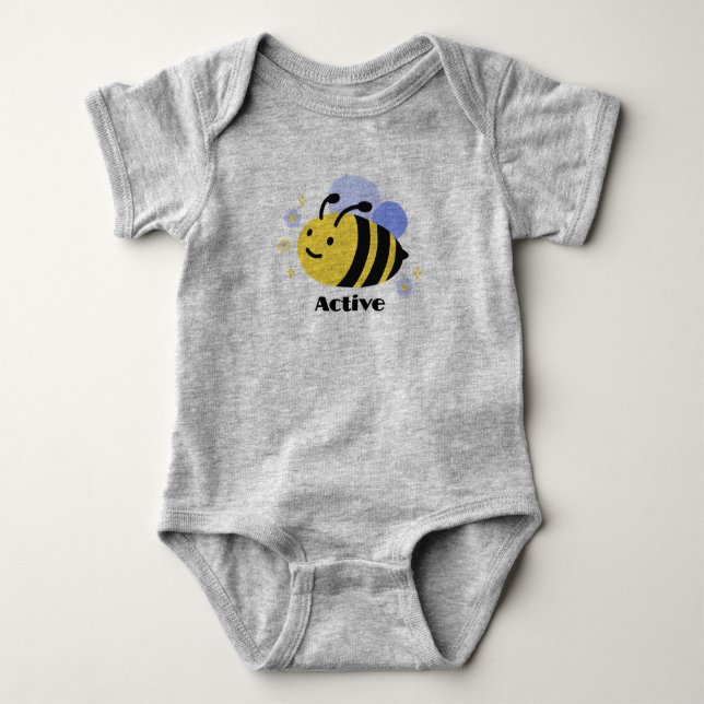 Grey Bee Baby Bodysuit für Jungen und Mädchen Strampler (Vorderseite)