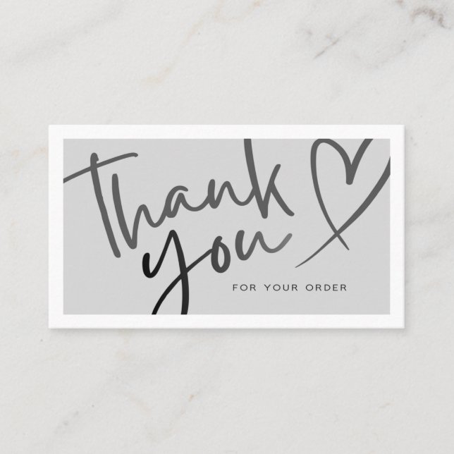 Grey / Black Aesthetic Thank You Card Telefonnummerkarte (Vorderseite)