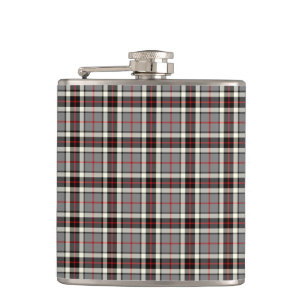 Grey, Black and Red Thompson Clan Formal Tartan Flachmann