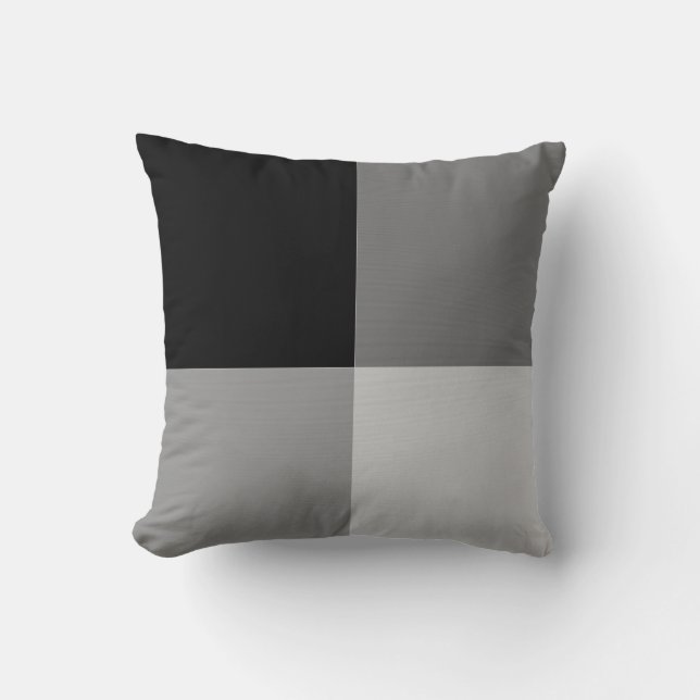 Grey & Black Art Pattern Pillow Kissen (Vorderseite)