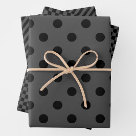 Grey & Black Wrapping Paper Sheets Geschenkpapier Set