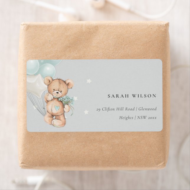 Grey Blue Bar Balloon Floral Bunch Herzadresse (Insitu)